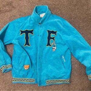 Teddy Fresh Teal Corduroy Embroidered Baseball Bomber Jacket XXL